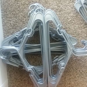 Silver plastic clothes hangers